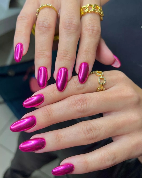 Metallic Pink Nail Ideas That Are Total Barbiecore Vibes